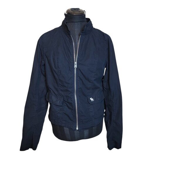 Abercrombie & Fitch Jacket Women's Small Navy Short Zipper Y2K Style - Picture 3 of 10